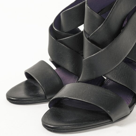 Ralph Lauren Collection Ardina II Black Strappy Leather Sandals - Picture 7 of 11